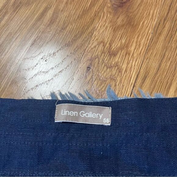 Linen Gallery Navy Button-Up Linen Mixed Media Crochet Blouse Size XL - Picture 2 of 4